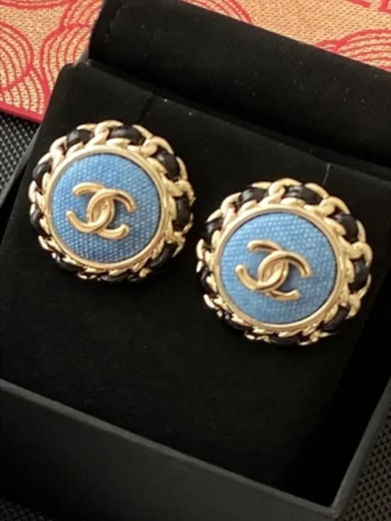 ✨ Chanel Denim Stud Earrings ✨ - Picture 3 of 5